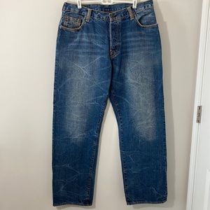 Red Monkey Company Akasaru premium snake embroidered blue jeans